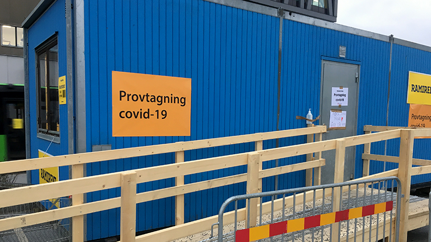 A portable COVID-19 testing site in Uppsala, Sweden. (Photo: David Callahan)