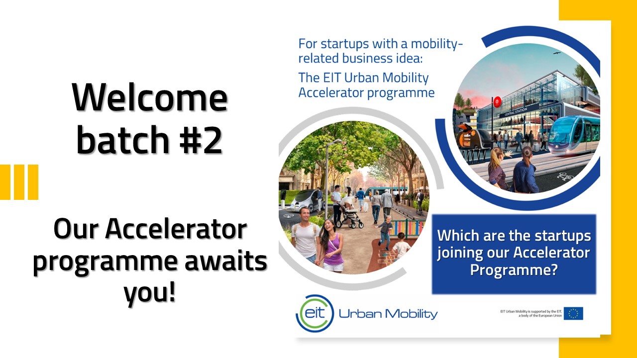 A collage featuring the EIT logo and the text "Welcome Batch 2. Our accelerator program awaits you"