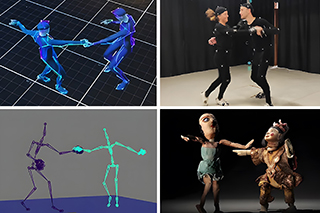 bildkollage som visar hur forskarna använt motion capture för att gjuta liv i teaterdockorna