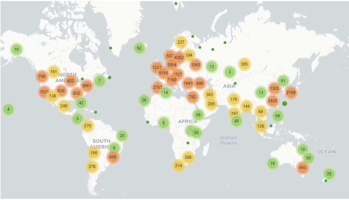 Karta över sampublicering i världen