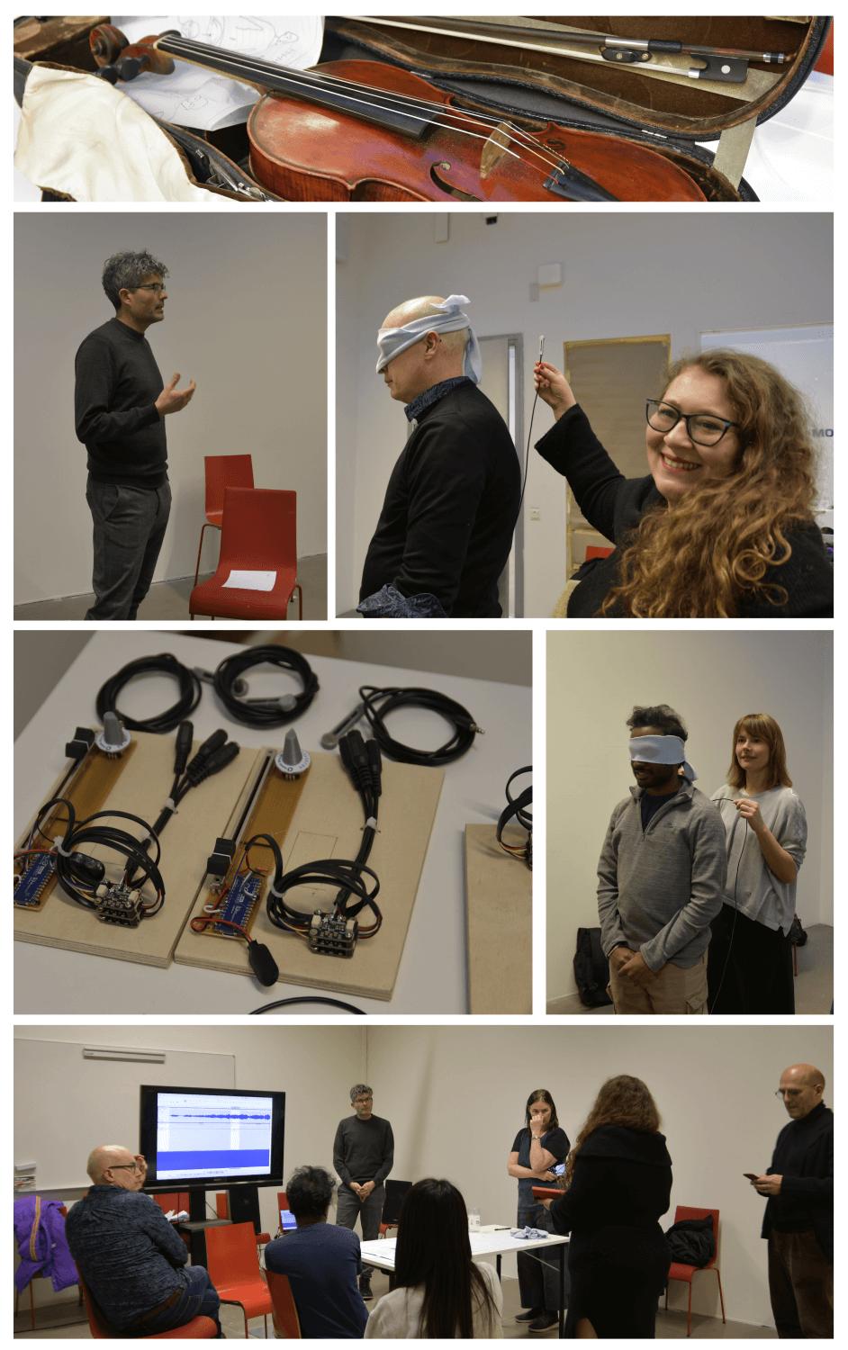 Images from the workshop "Shared sensations from complementary music and vibrotactile compositions".