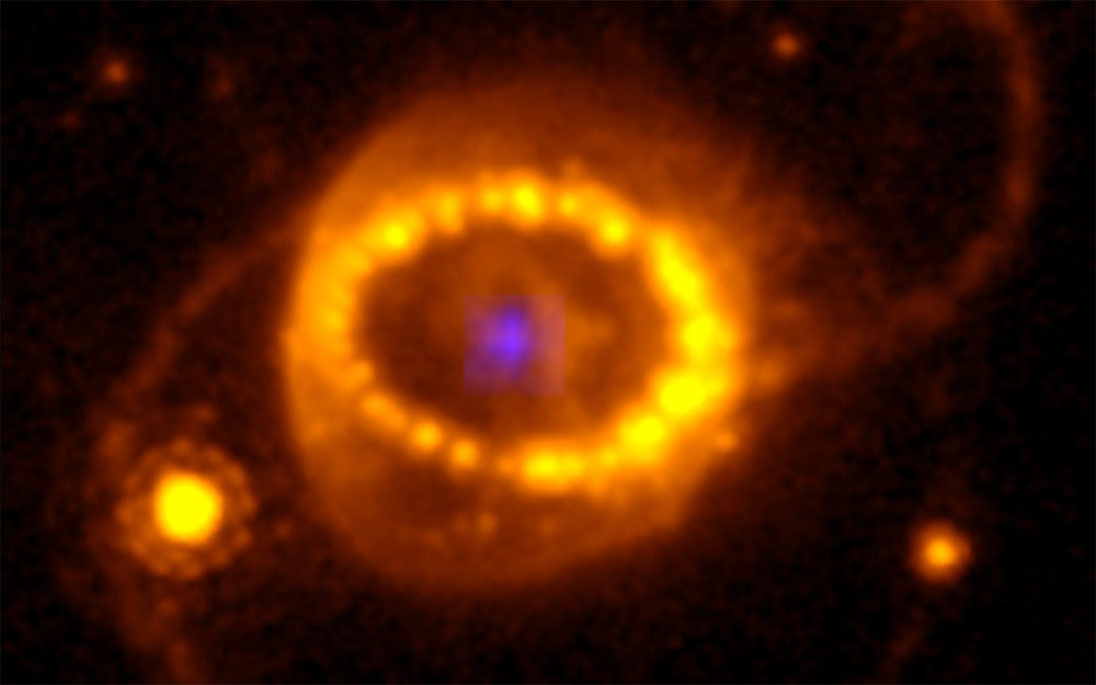 Färgglad bild på Supernova 1987A