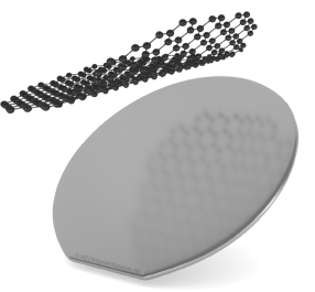 Render of the integration of 2D materials with silicon wafers.