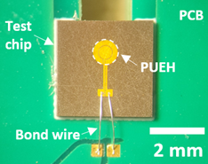 Piezoelectric ultrasonic energy harvester test chip