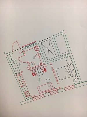Floorplan of one-bedroom apartment