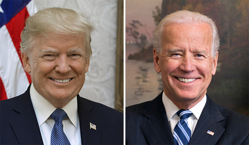 Porträttbilder på Donald Trump och Joe Biden.
