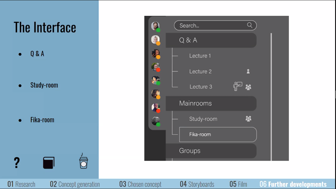 A screenshot of an interface of one of the designs the students made