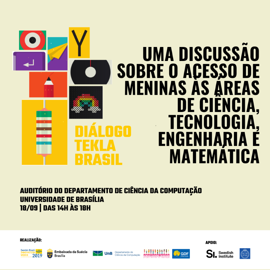  A poster in Spanish that markets the Tekla Festival in Brasilia. Logos for Tekla, Sweden Brazil inn