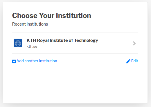 screenshot: Click on KTH if selected. Otherwise, search for KTH.