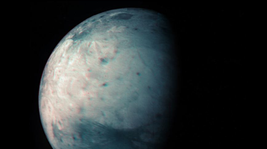 En infraröd bild på Jupiters måne Ganymedes