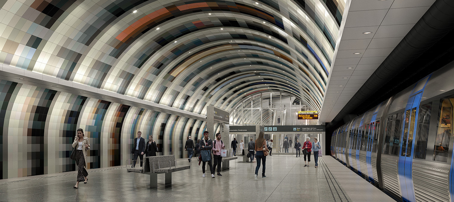 Visionsbild av ny tunnelbanestation