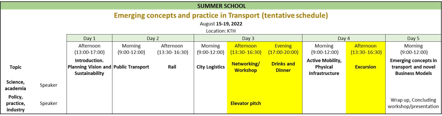 Summer School Schedule