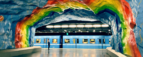 Interiörbild i Stockholms tunnelbana