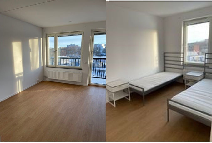Example of living space/shared bedroom in Gamla Norrtäljevägen