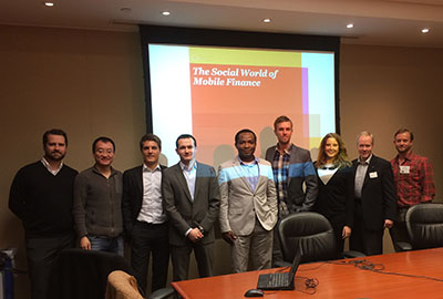 Group photo of members from the New York alumni chapter during a study visit at PWC