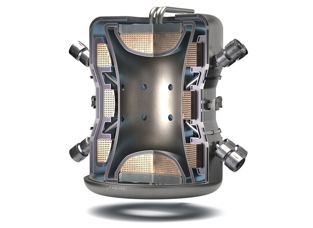 Illustration som visar hur företaget Novatrons fusionsreaktor kan se ut