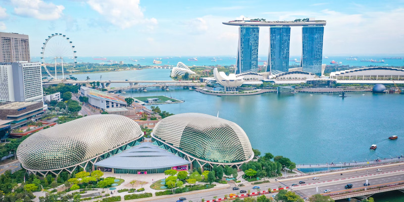 An aerial photo of Singapore's skyline