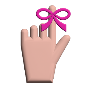 hand with ribbon illustration