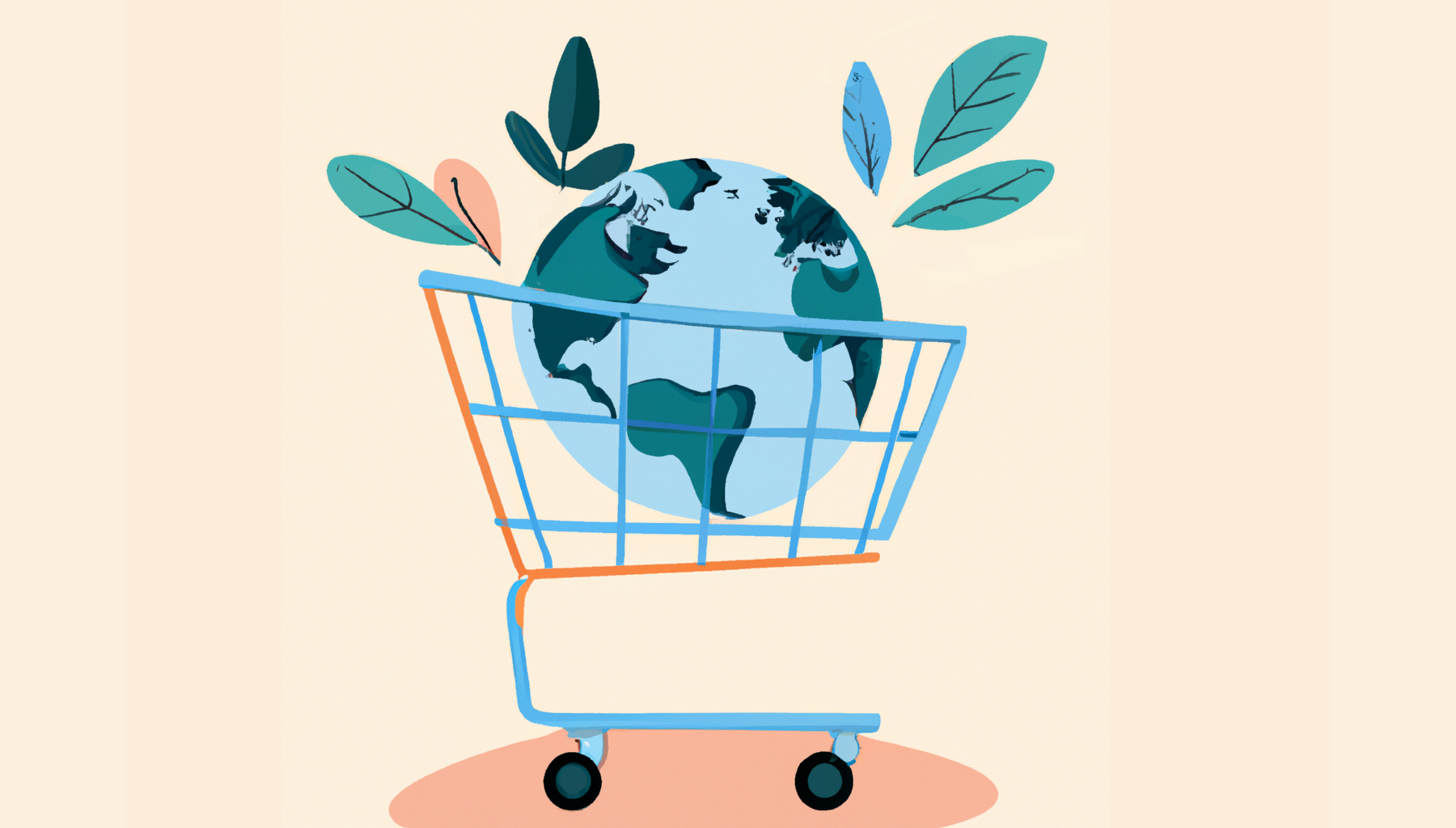 Illustration of the Earth in a shoppin cart