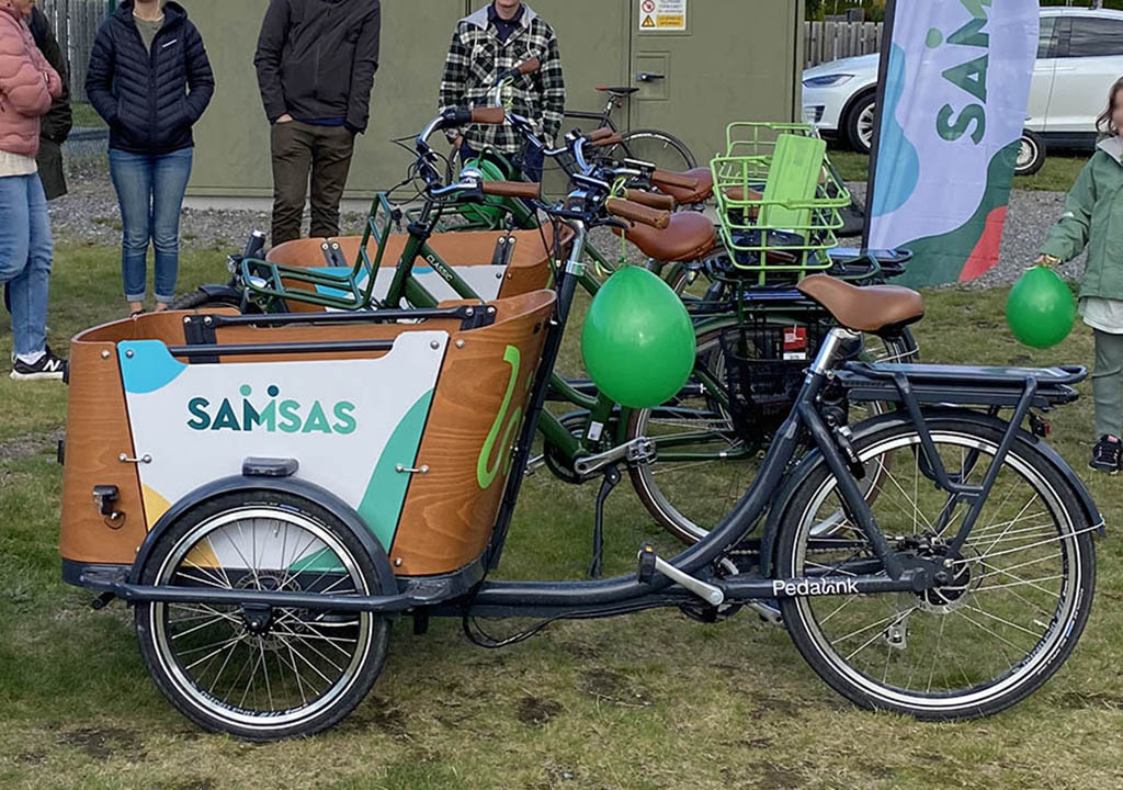 A cargo bicycle.