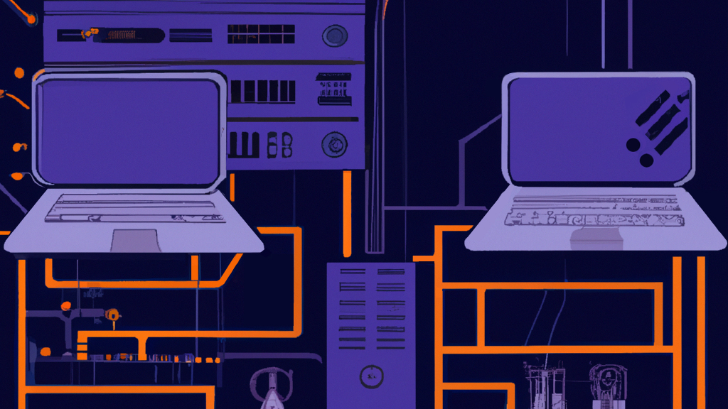 Illustration of laptop and servers