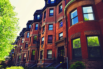 A row of brick houses in Boston