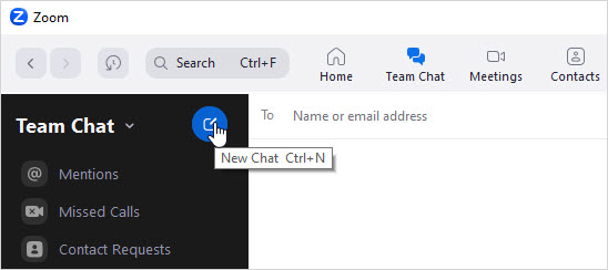 Skärmdump: "New chat" funktionen ses på bilden.