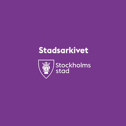 Logga för Stadsarkivet Stockholms stad.