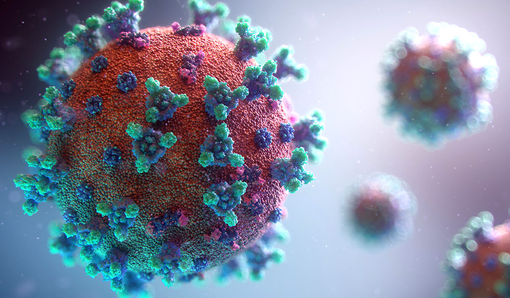 Illustration som visar coronaviruset.