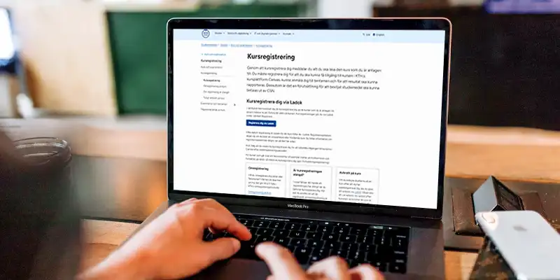 A computer screen showing KTH's website