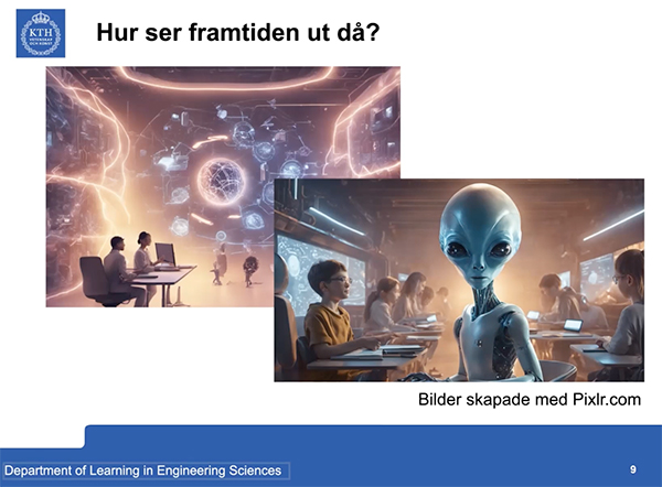 Presentation bild med aliens i klasrrummet