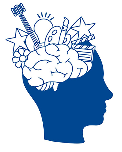 Illustration of a head with creative ideas