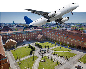 Airplane flying over KTH