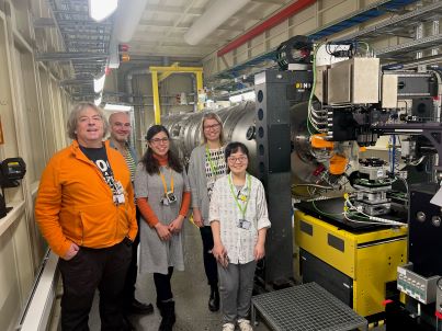 Team performing the synchrotron measurements: from right to left. Tunhe Zhou (Stockholm University),