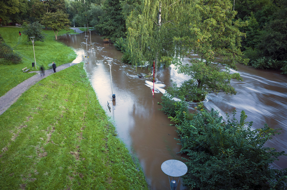 A river that has overflowed its banks.