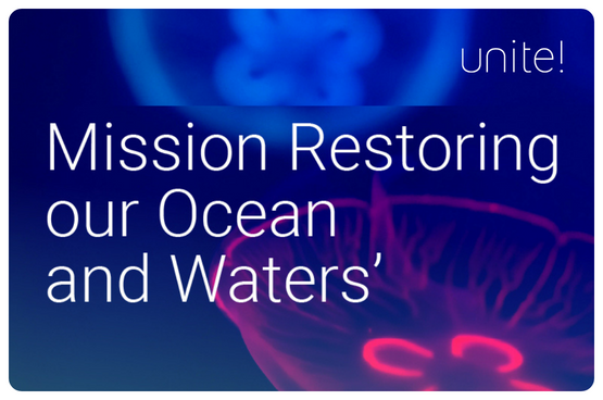 Text: Mission restoring our ocean and waters