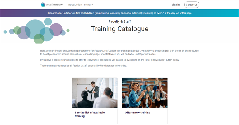 Screen shot of the front page of the catalogue