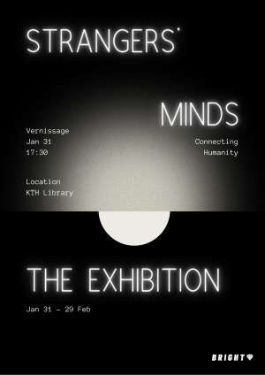 The exhibition poster with black and white illustrations.