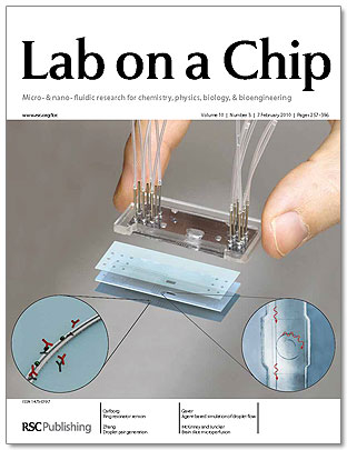 The SABIO device as featured on the cover of the Lab on a chip Journal.