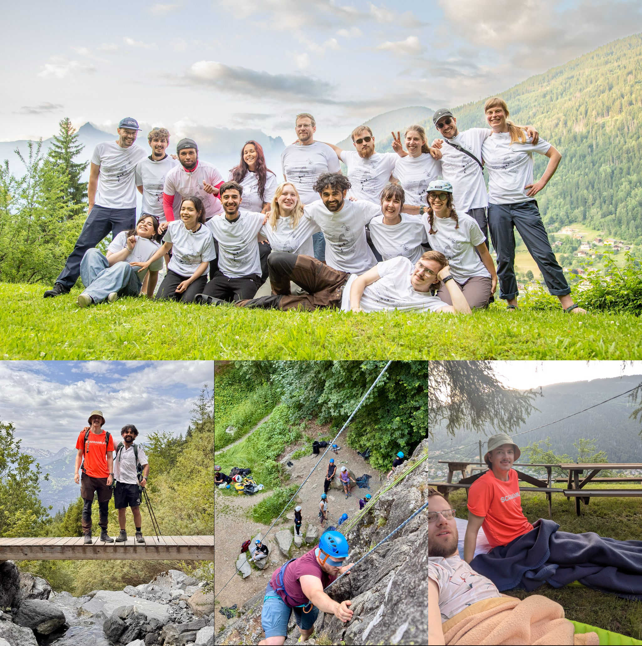 Collage of photos from the mountains in Chamonix with the participants.