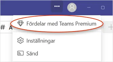 Skärmdump i Teams som visar hur en kollar att Premium-licens är aktiverad