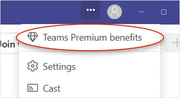 Screenshot of Microsoft Teams showing how to check if you have a premium license