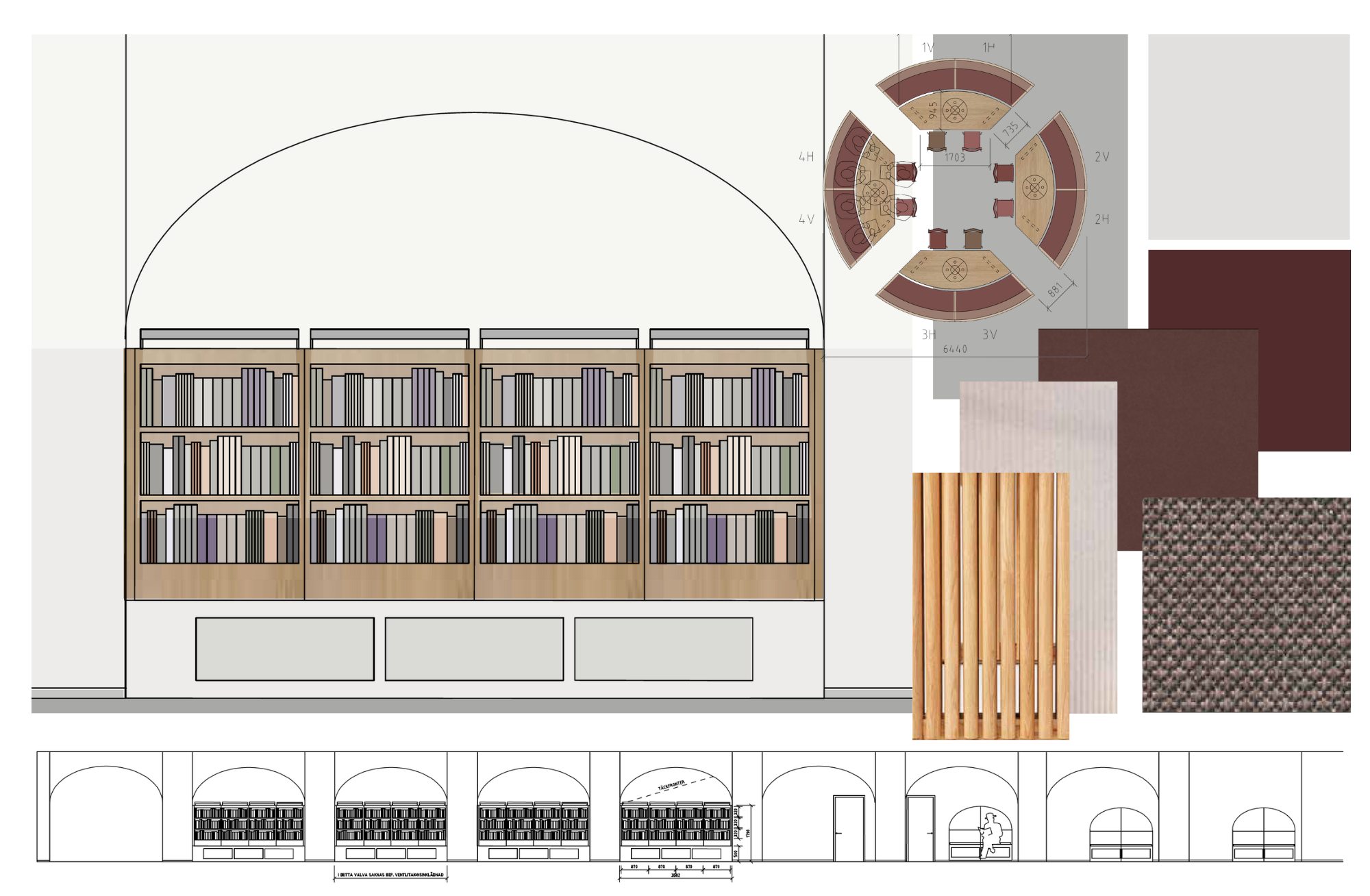 Collage of the details of the visual concept of the renovation.