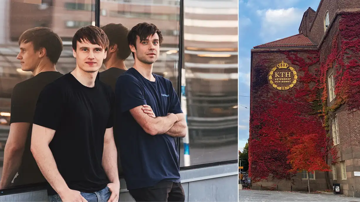 Collage med bilder av två ung män samt en bild från KTH campus