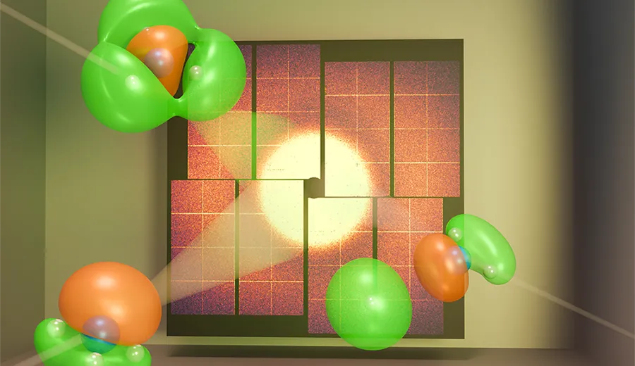 Illustration av valenselektroner och ammoniakmolekyler. 