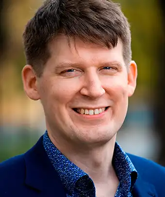 Portrait of short-haired man.