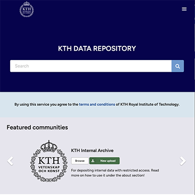 KTH Data Repository web page