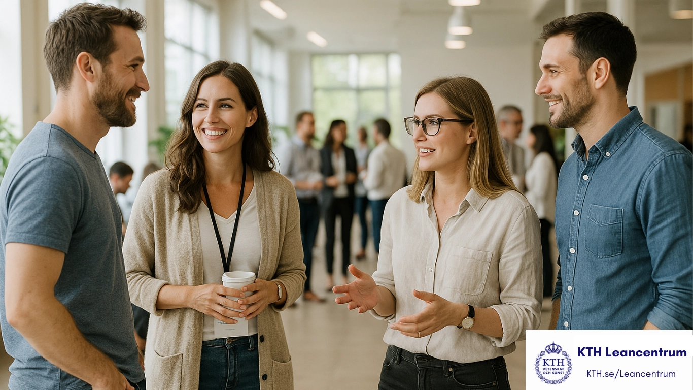 Grupp av fyra personer står och pratar.