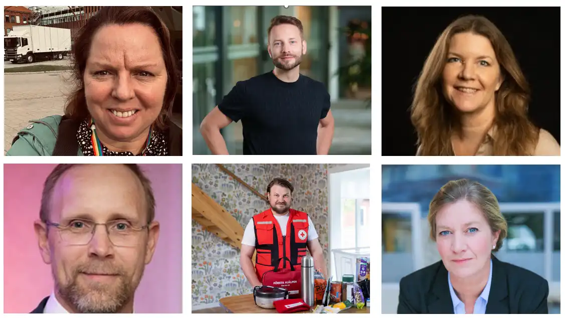 Bildcollage av sex individer.