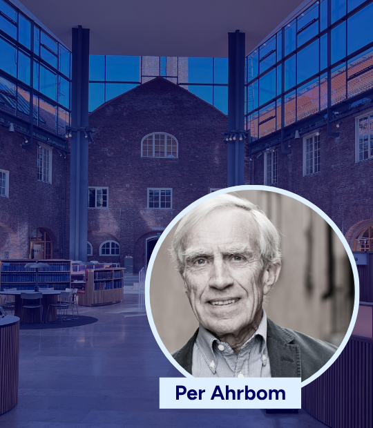 Per Ahrbom with the library in the background